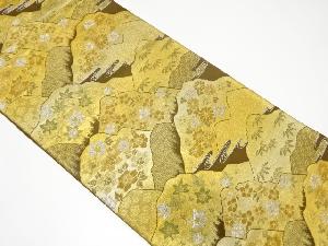 遠山に花模様織り出し袋帯